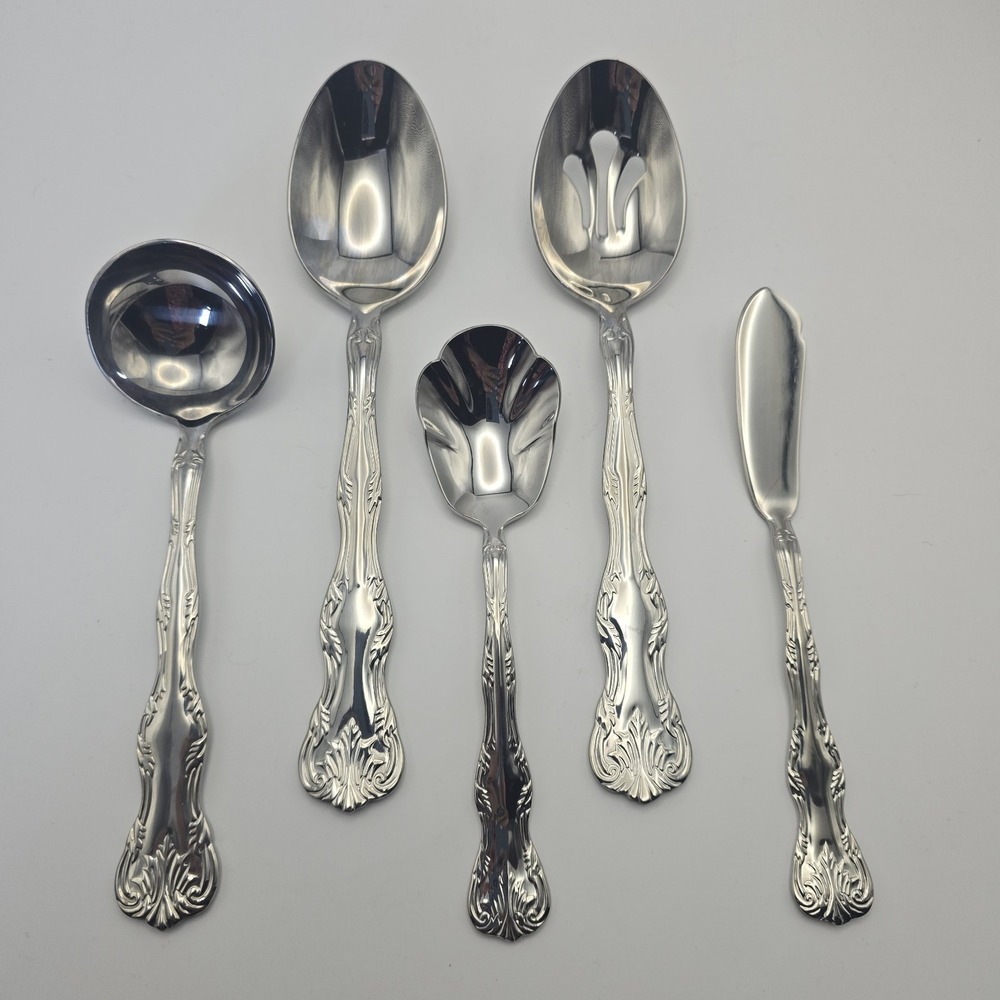 Reed & Barton Victoria Stainless Flatware Serving Pieces Ladle Butter Knife Set